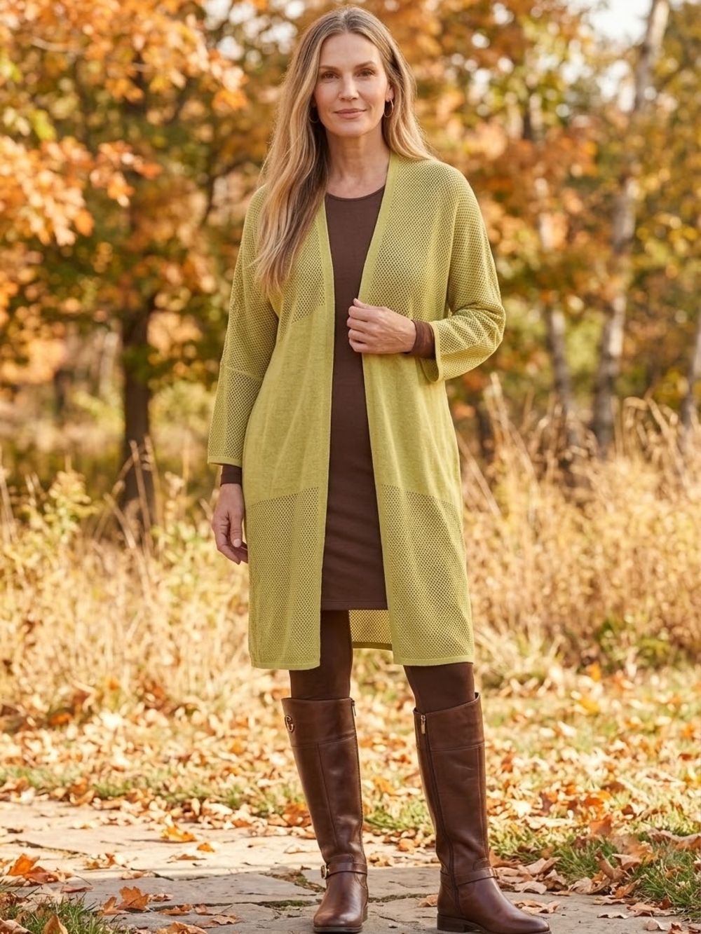 MarlaWynne💛NWOT YELLOWISH/GREENISH Open-Front Cardi Cotton/linen/poly Sz XL